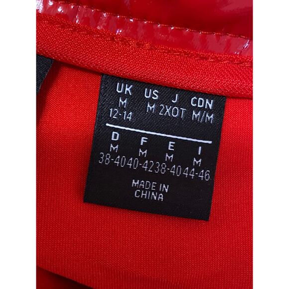 Adidas x Ivy Park Women's Red Latex Patent Faux Leather Vegan Trousers Pants M - Picture 6 of 7